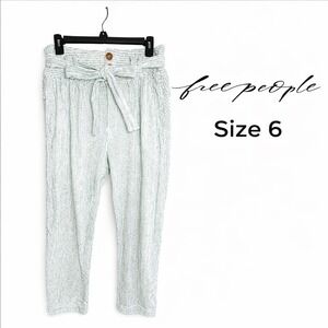 Free People Rumors Yarn Dye Belted Harem Crop Pants Stripes Sz 6 100% Cotton